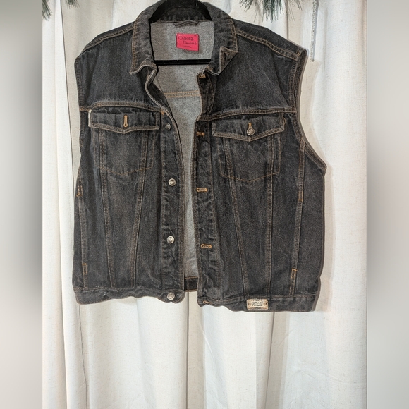 Carol's denims Jackets & Blazers - Dark Gray Wash Carol's Denim Vest With Pockets  XL